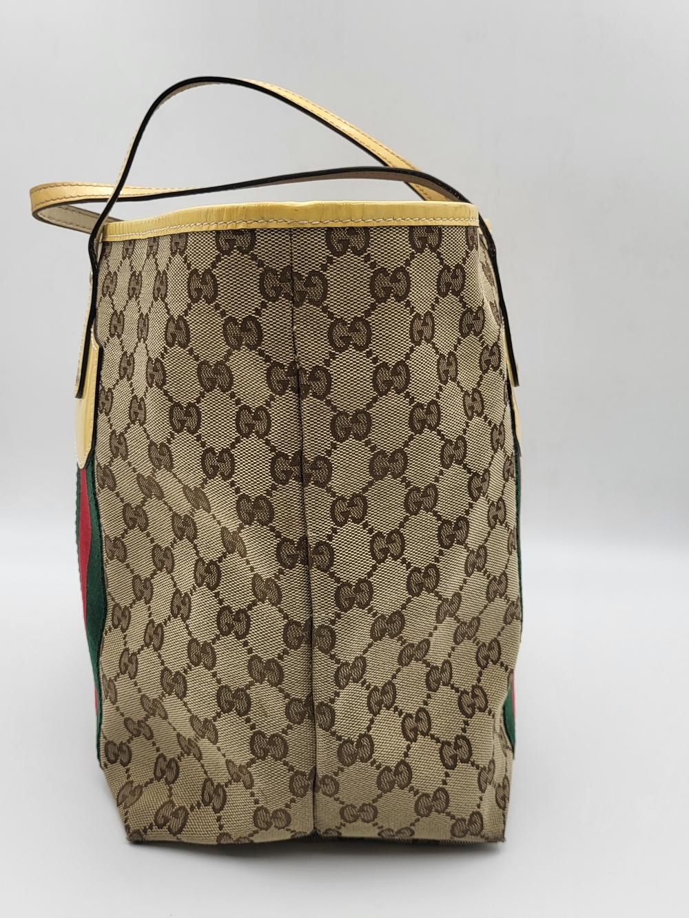 GUCCI GG Canvas Web Sherry Line Patent Leather Jolie Large Tote Bag..Auth W/COA - Picture 2 of 16